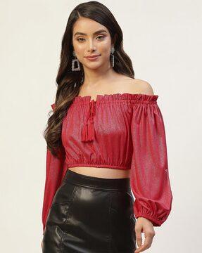 off-shoulder full-sleeves crop top