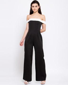 off-shoulder georgette jumpsuit