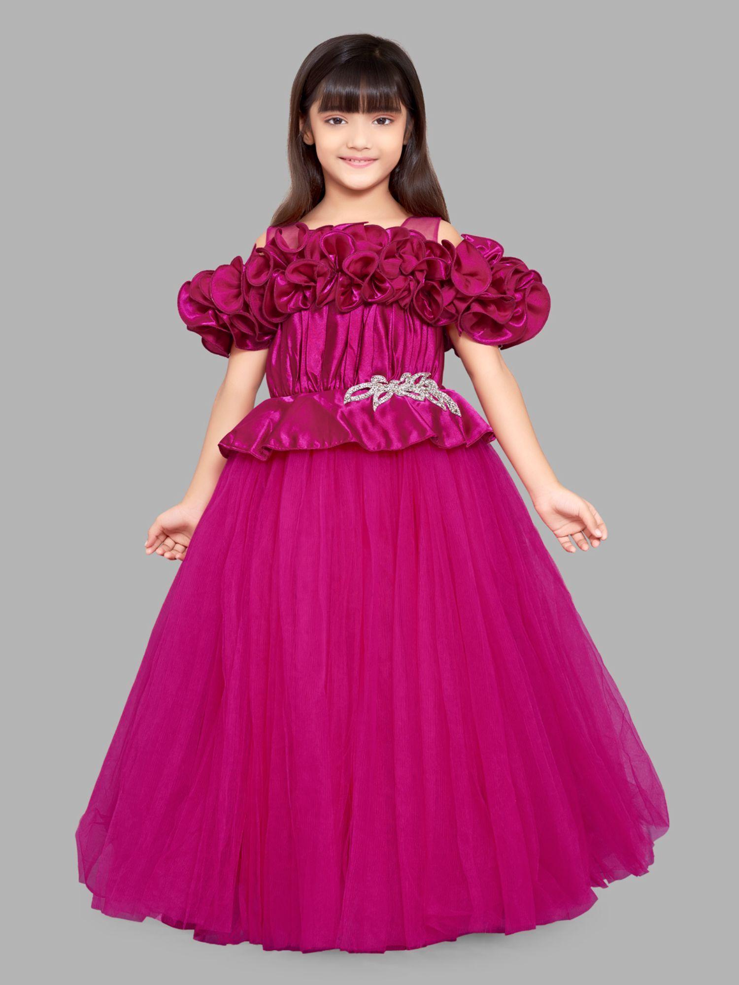 off shoulder gown - magenta