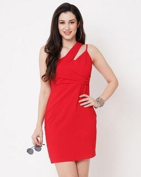 off-shoulder sheath mini dress