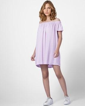 off-shoulder shift dress