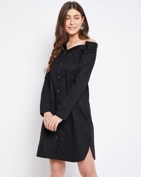 off-shoulder shirt dress