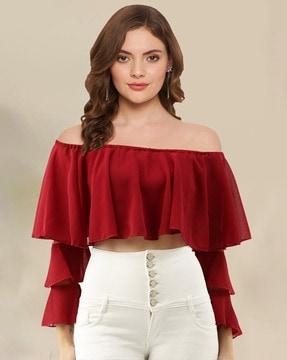 off-shoulder sleeves crop top