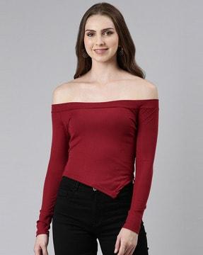 off shoulder solid top