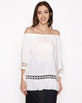 off-shoulder top with ruffle accent