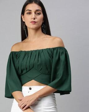 off-shoulder top with tie-up