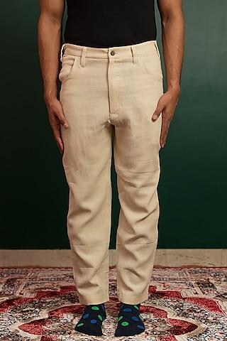 off-white cotton denim trousers