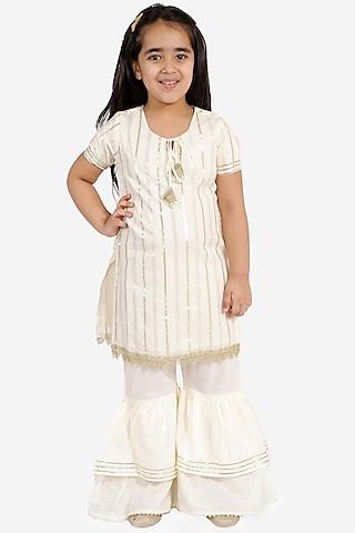 off-white cotton sharara set for girls
