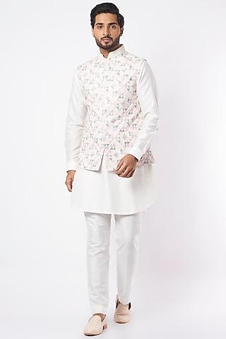off-white matka silk nehru jacket