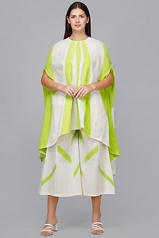 off white & green cotton cape