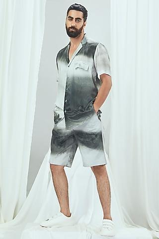 off-white & grey crepe printed shirt