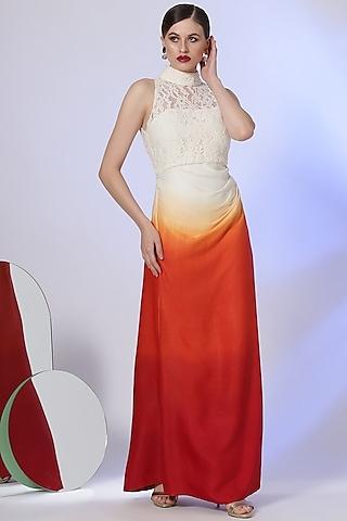 off-white & rust ombre gown
