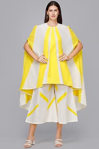 off white & yellow cotton cape