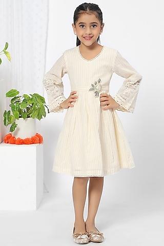 off-white a-line embroidered dress for girls