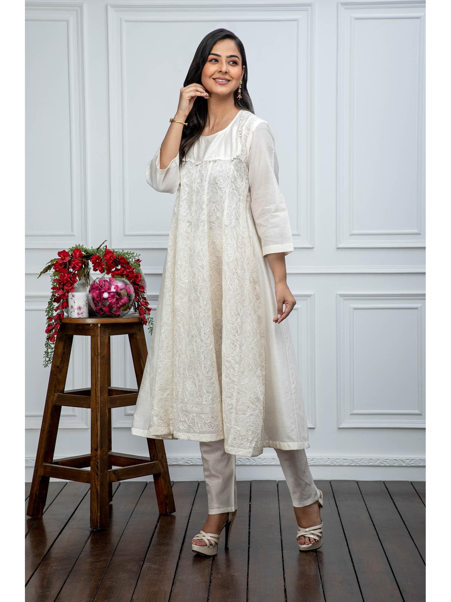 off white anarkali kurta