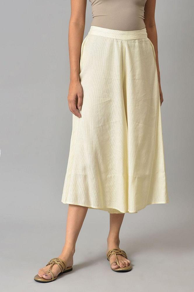 off white ankle length flared culottes