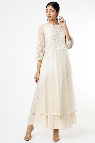 off-white applique embroidered dress
