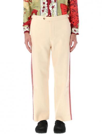 off white beaded trim trousers