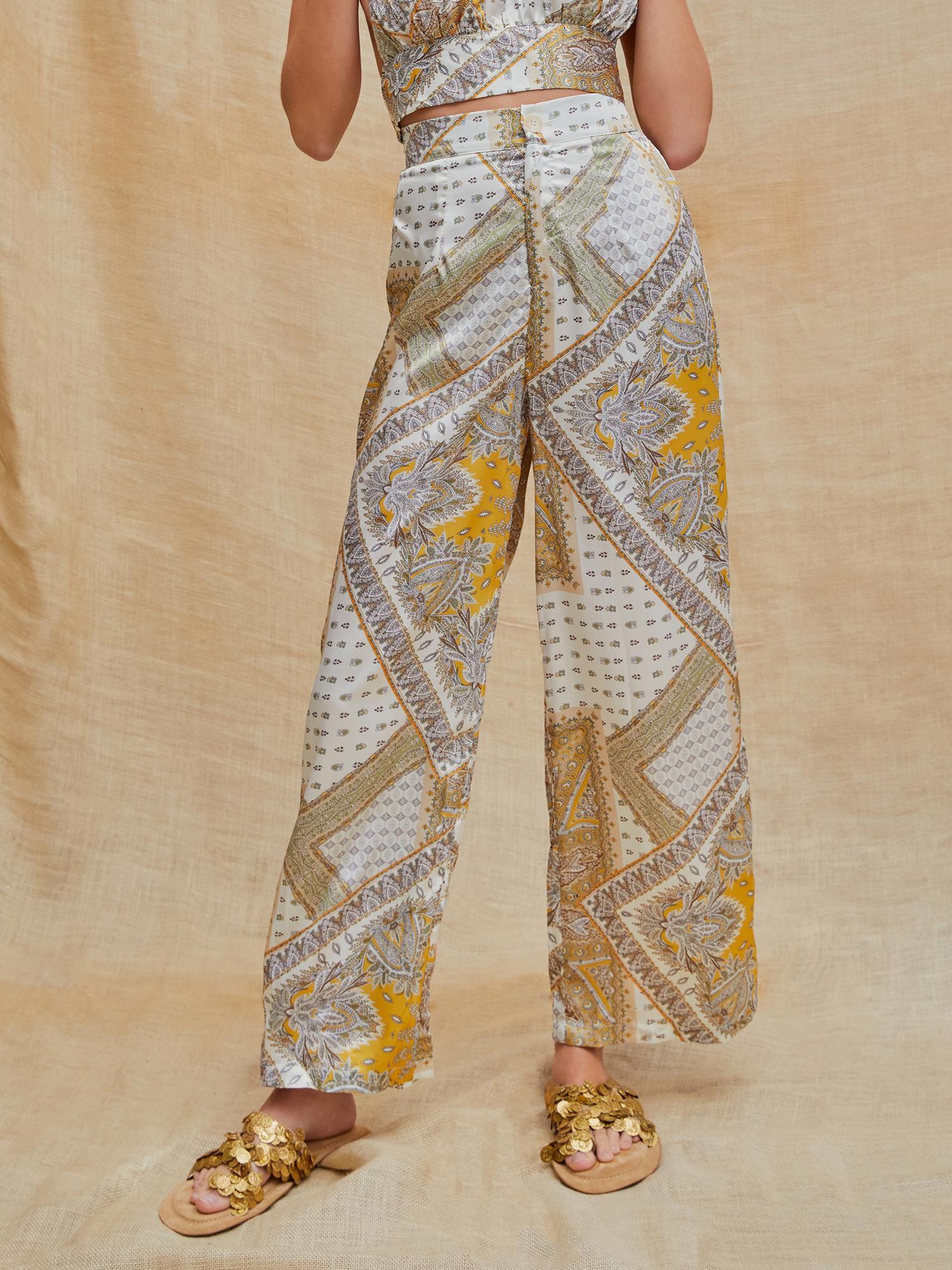 off white boho paisley wide leg trouser