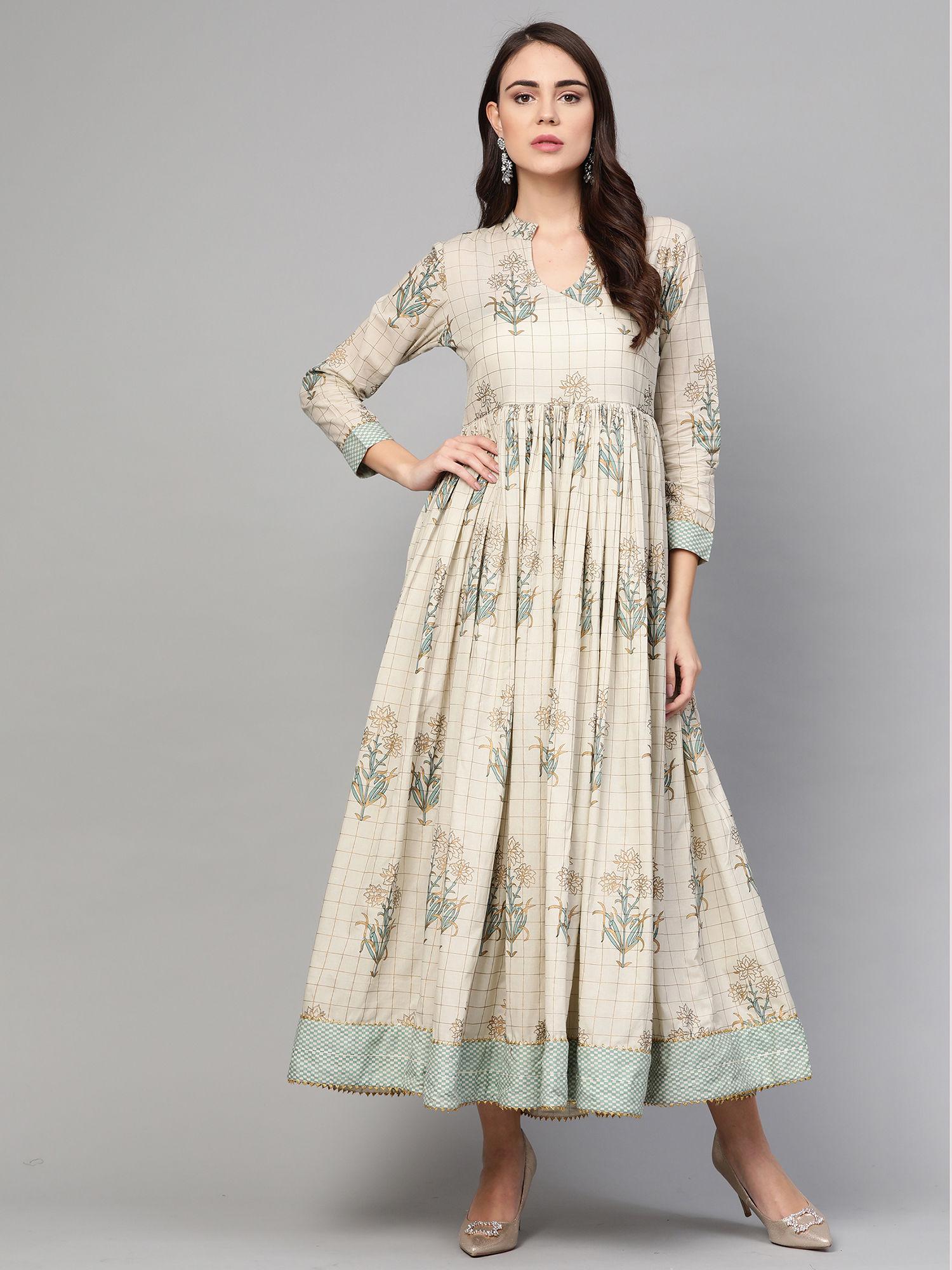 off white boota print anarkali dress