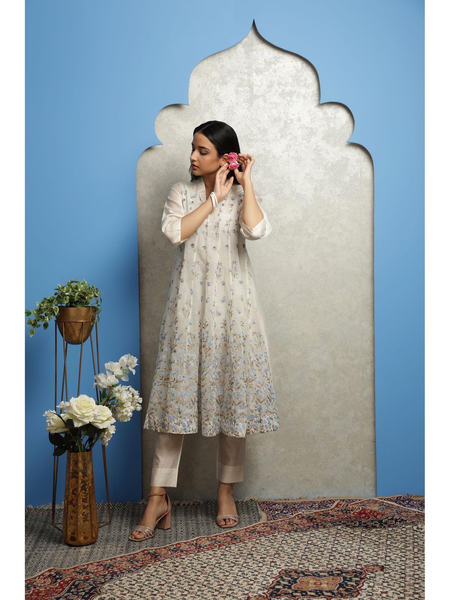 off white chanderi anarkali