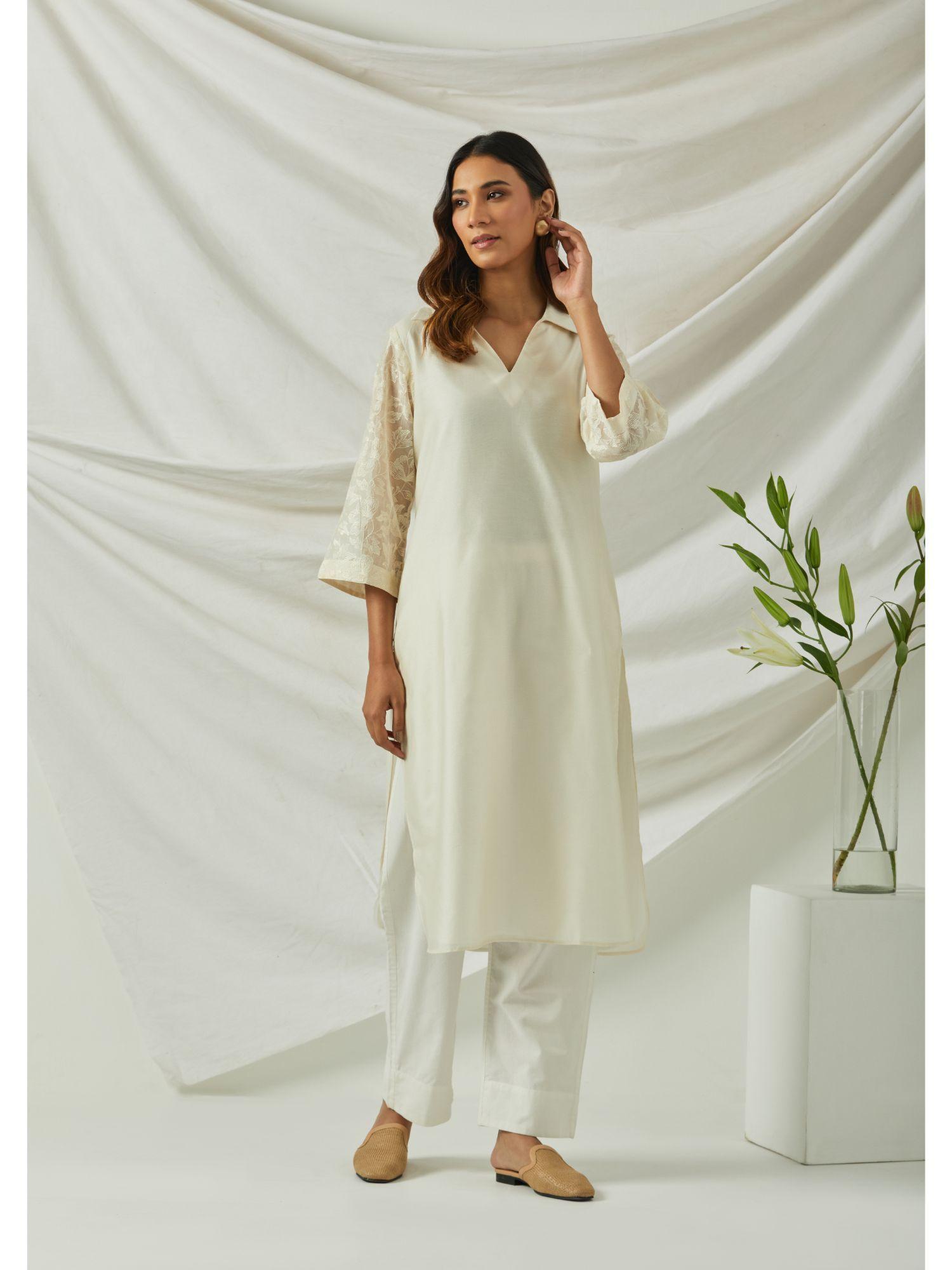 off white chanderi kurta