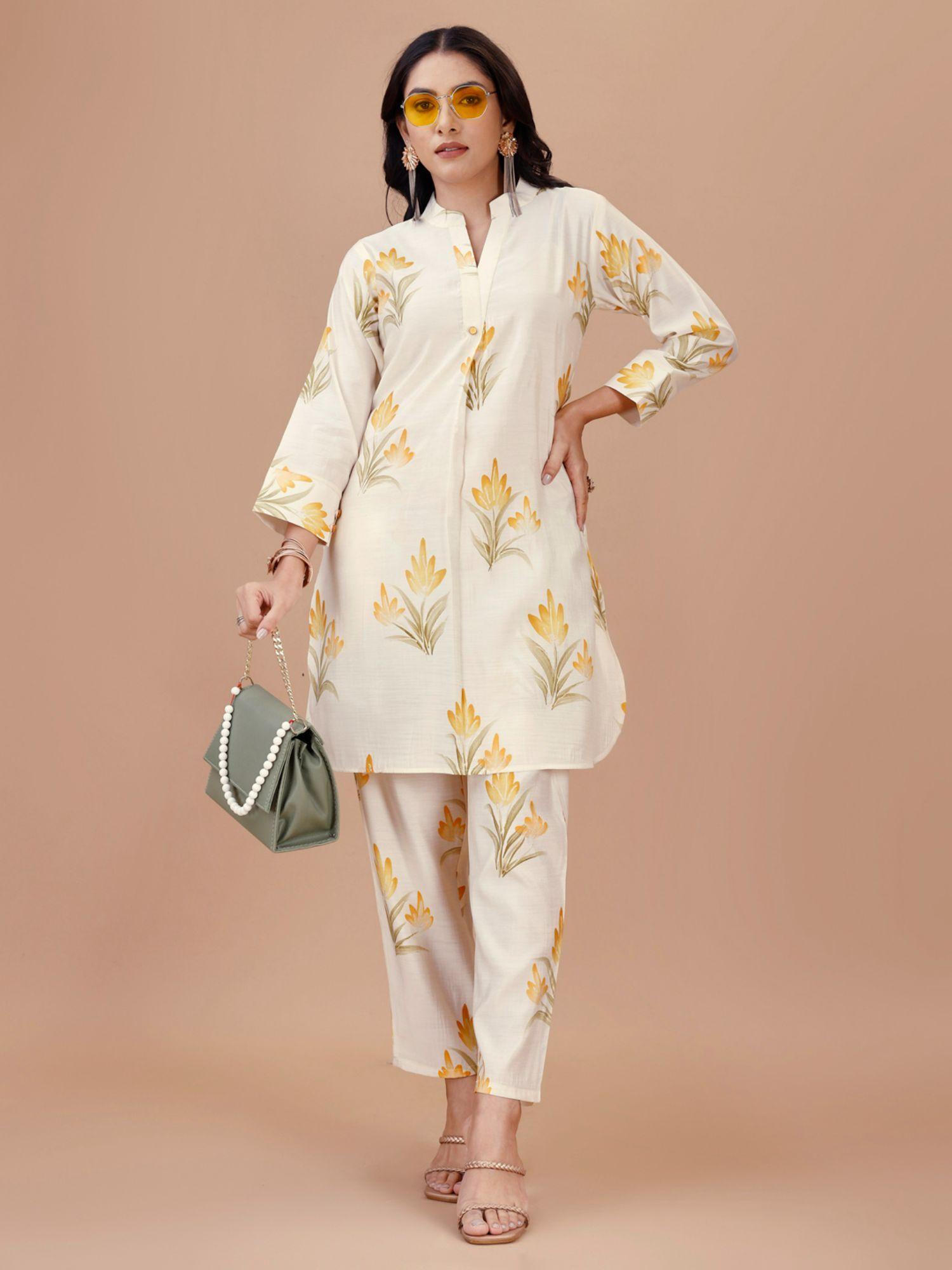 off white chanderi silk printed co-ord (set of 2)