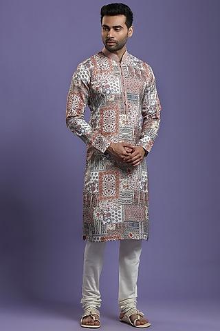 off-white checkered kurta set