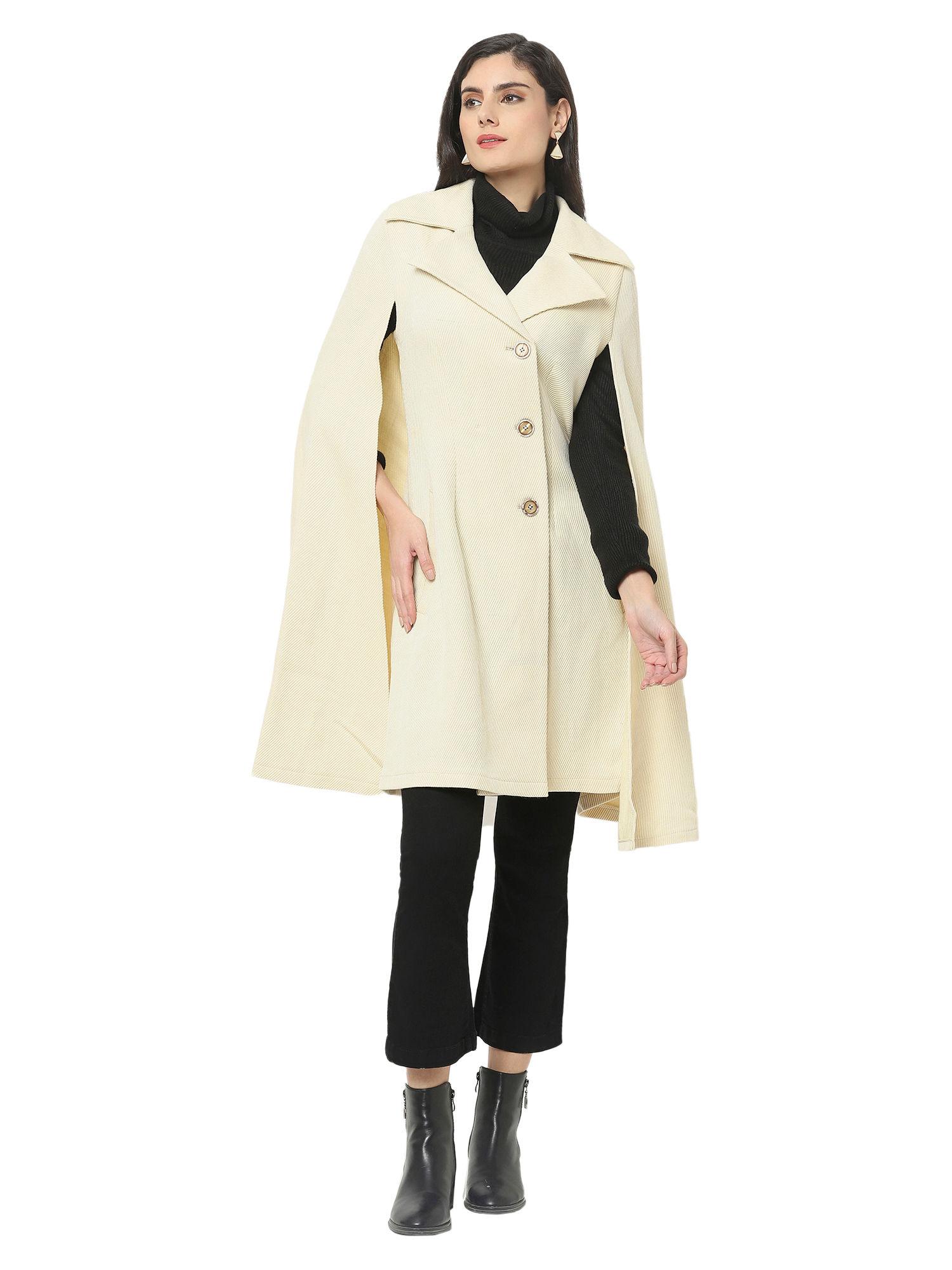 off white cord notch collar cape