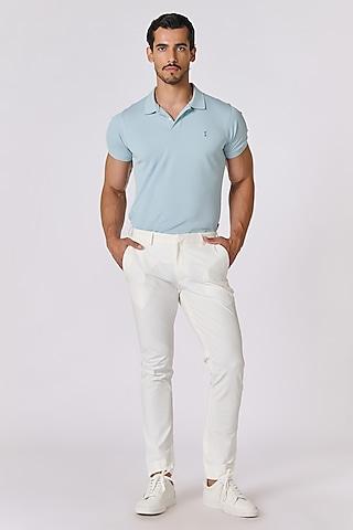 off-white cotton & nylon trousers