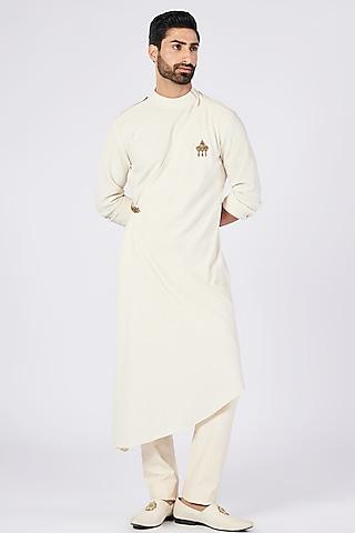 off-white cotton & poly blend kurta