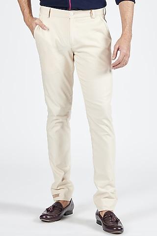 off-white cotton & poly blend trousers
