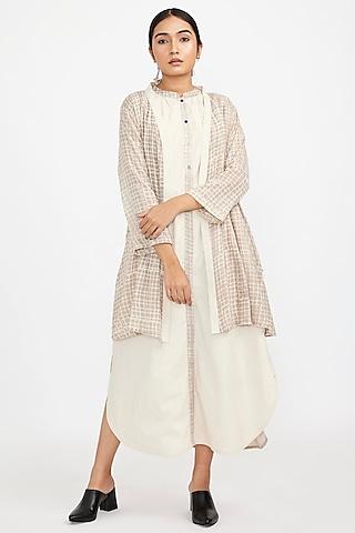 off-white cotton blend printed jacket dress