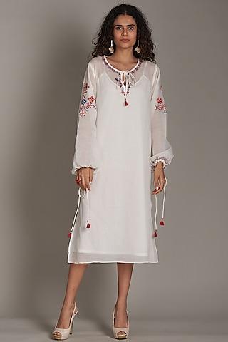 off-white cotton embroidered tunic