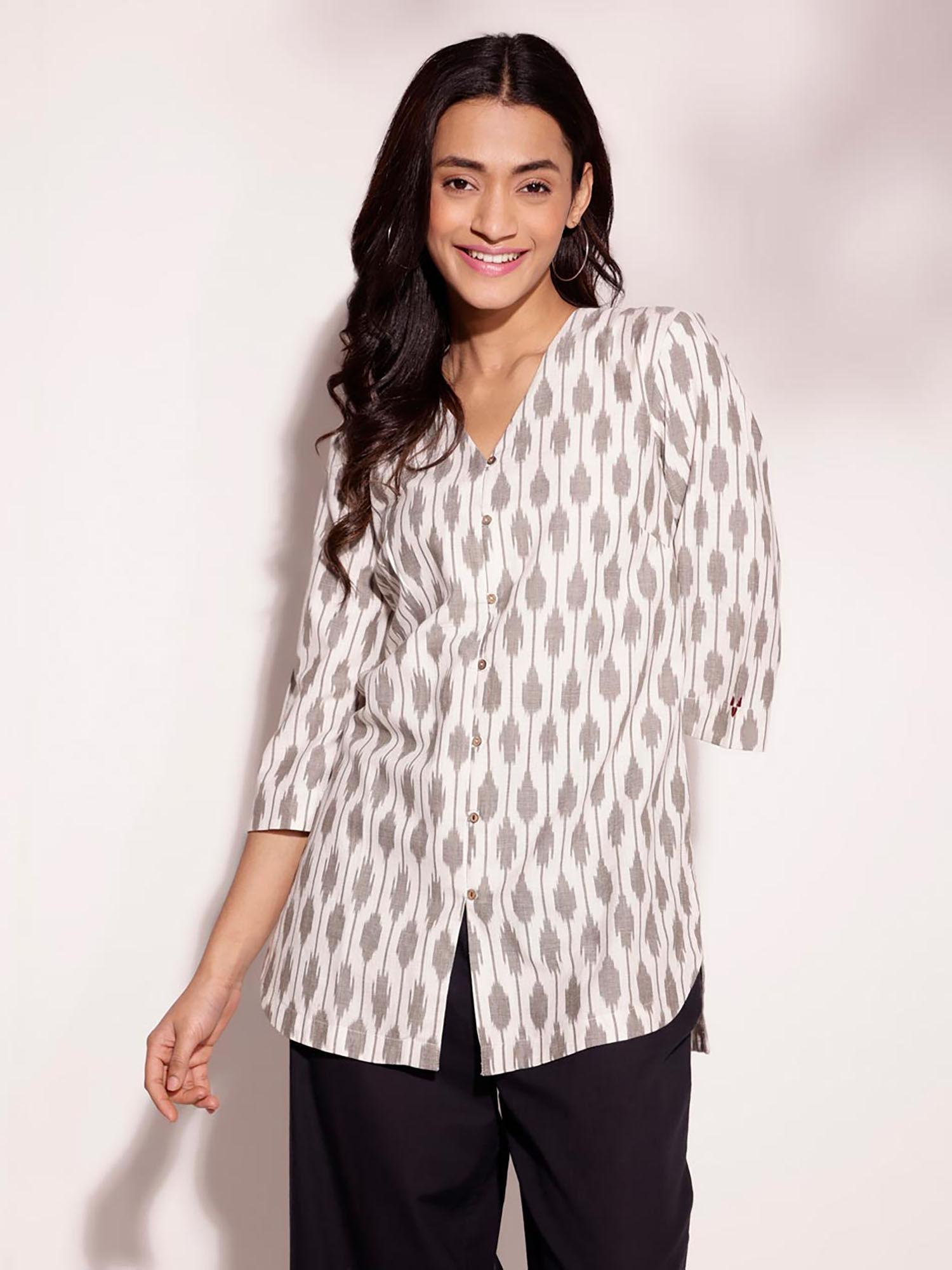 off white cotton ikat tunic