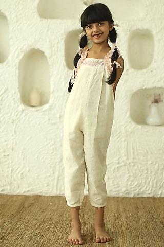 off white cotton jumpsuit for girls