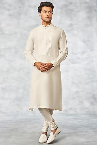 off-white cotton linen kurta set