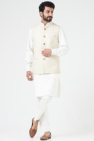 off-white cotton nehru jacket