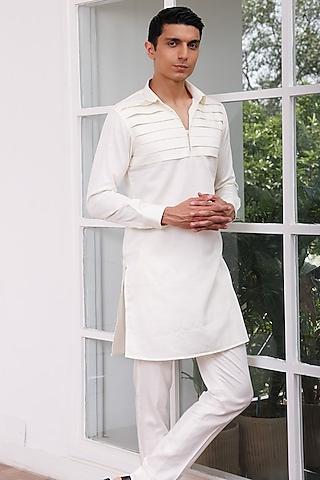 off-white cotton pleated kurta