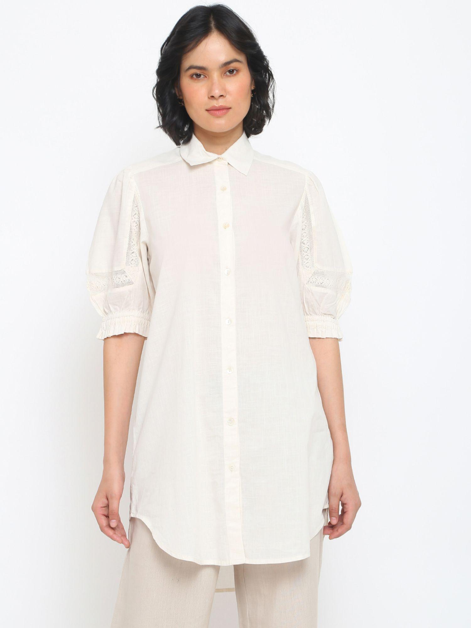 off white cotton regular fit tunic