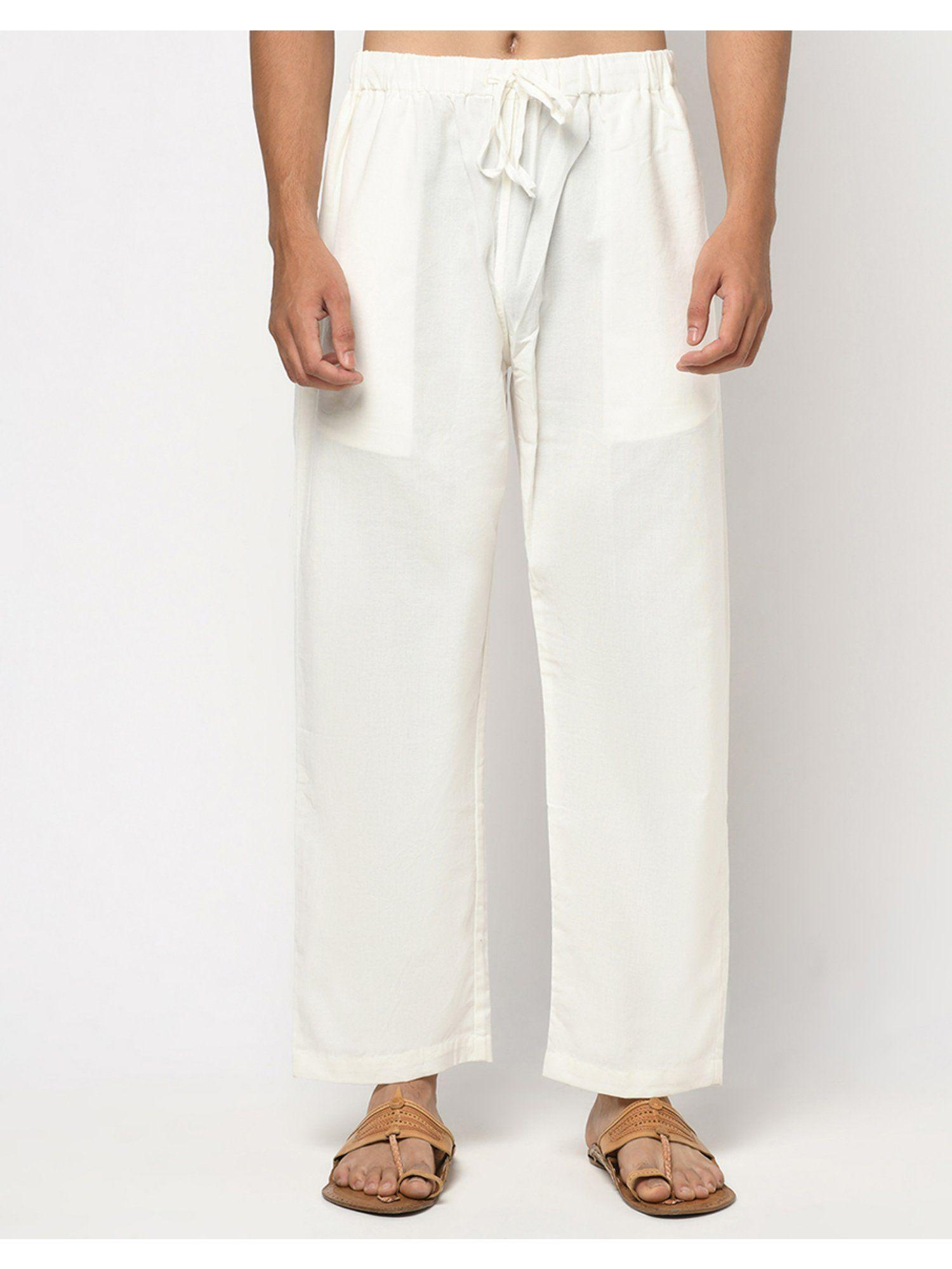 off white cotton straight leg pyjama