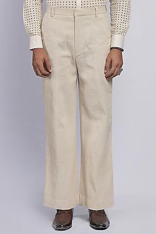 off-white cotton twill trousers