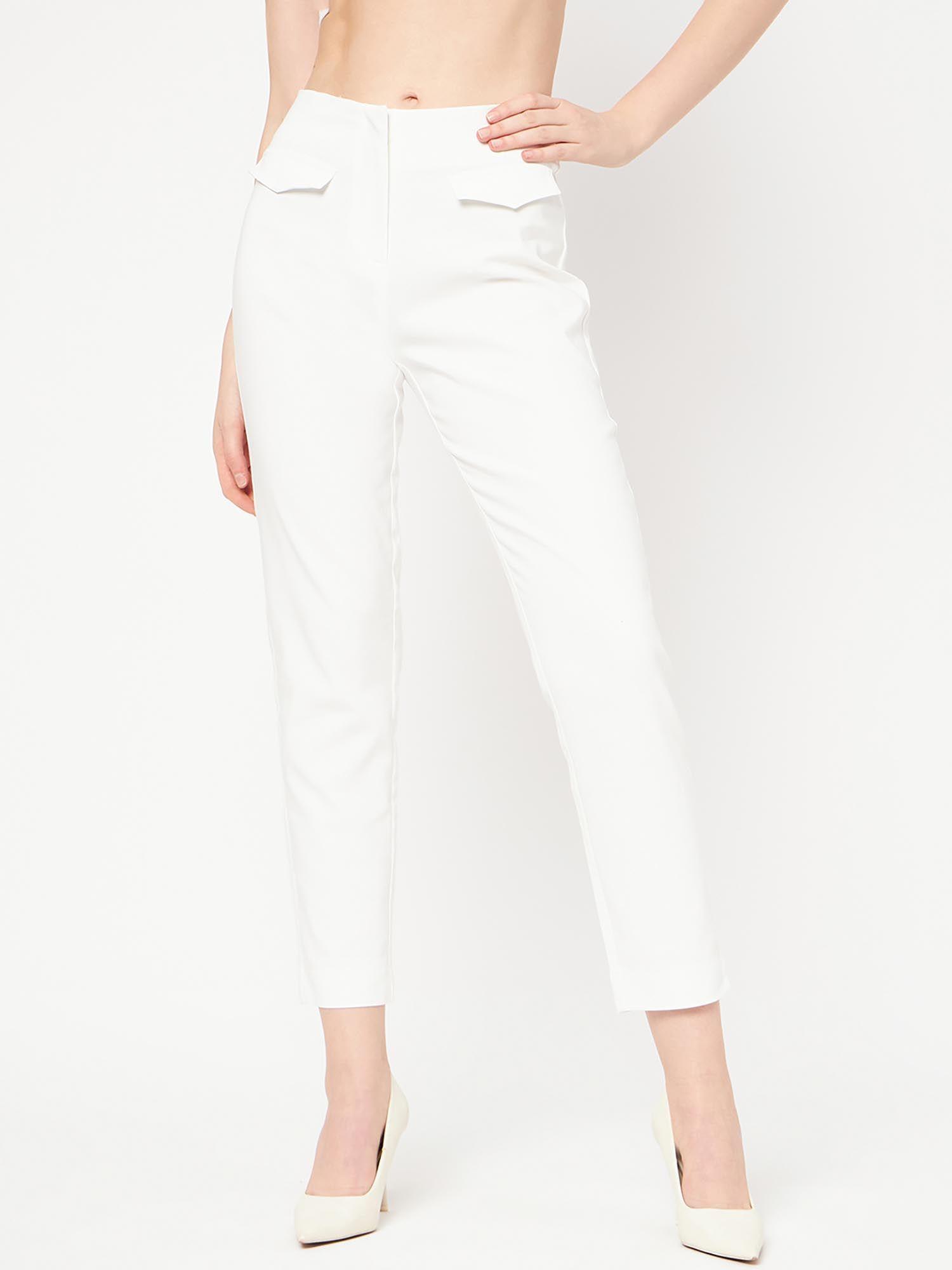 off white crop length trouser