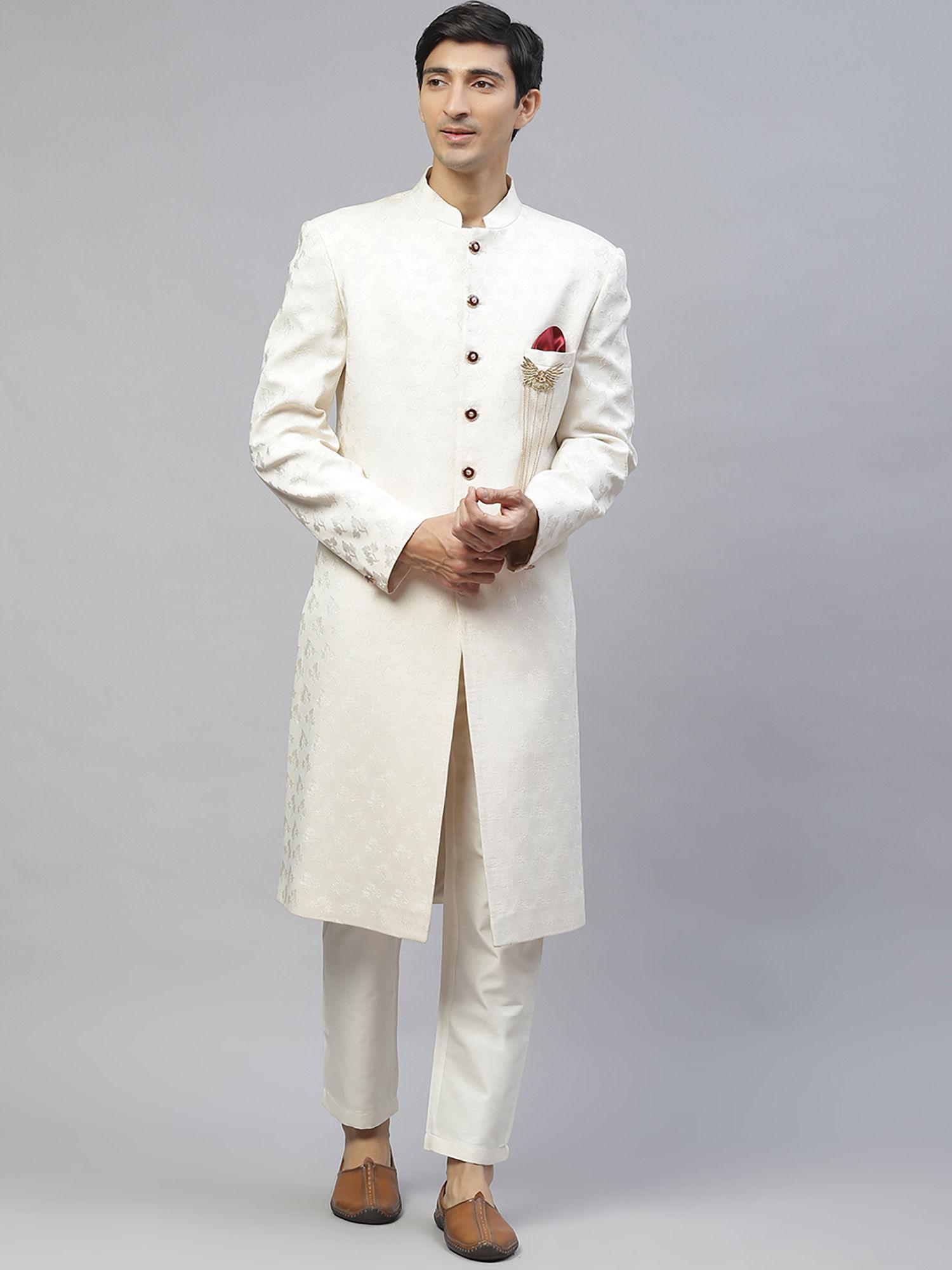 off white designer sherwani (set of 2)