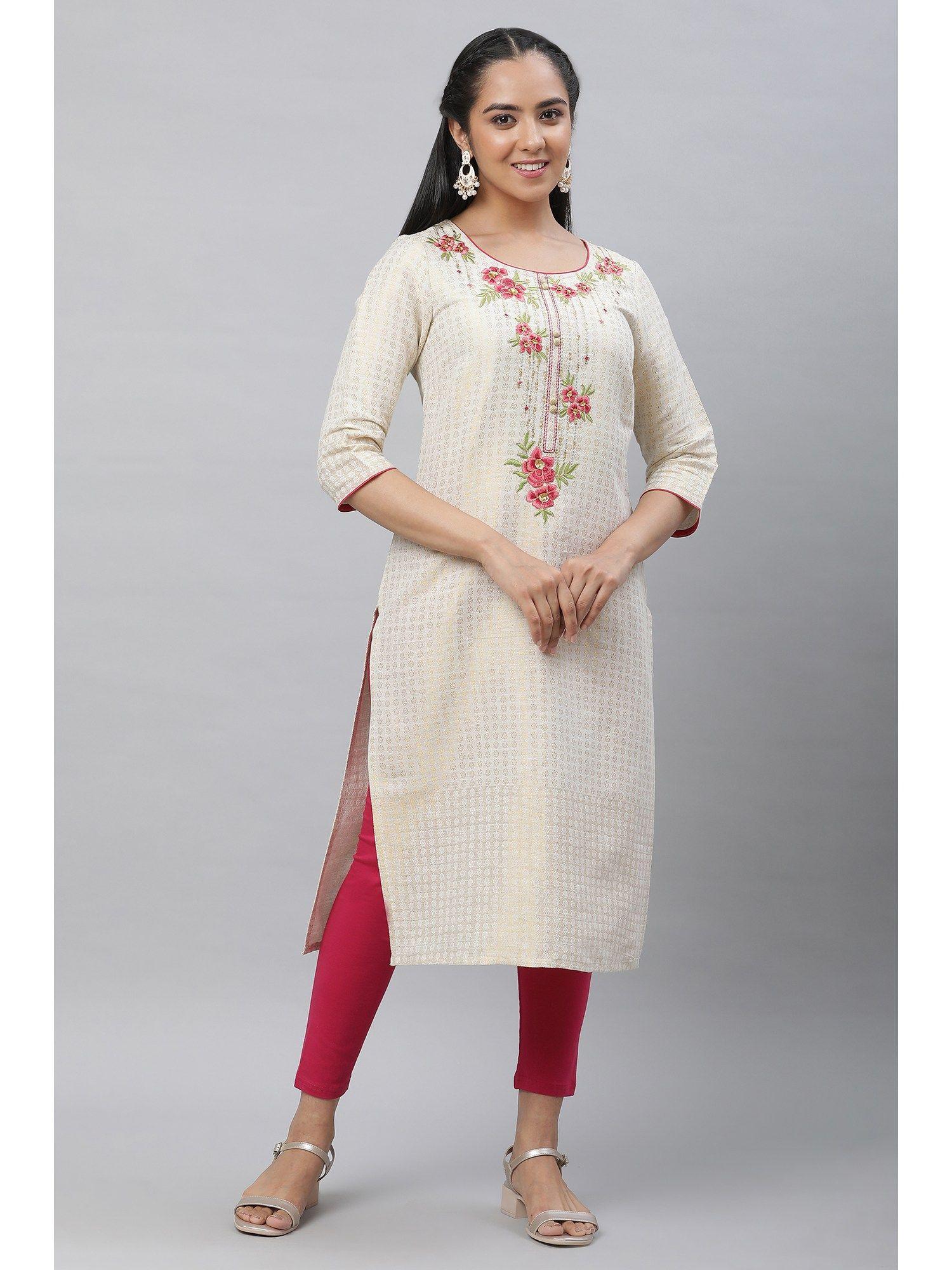 off-white embellished kurta