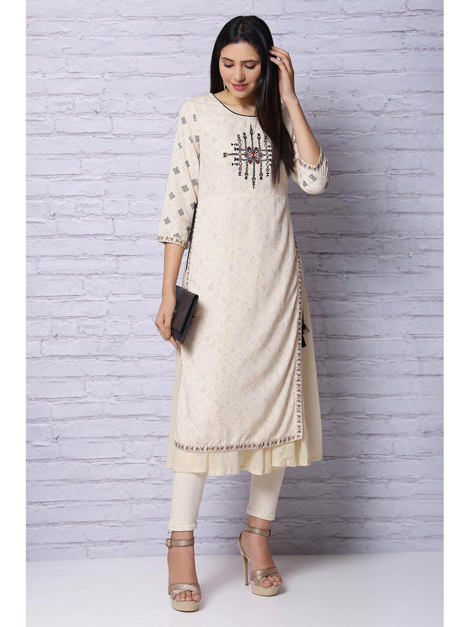 off white embellished kurta