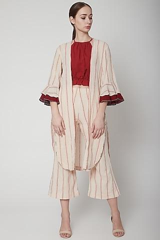off white embroidered cape with ruffled sleeves