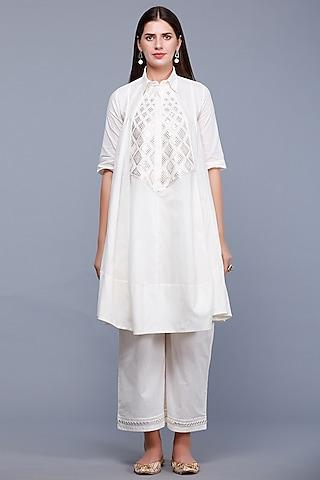 off-white embroidered kalidar short tunic