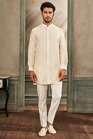 off-white embroidered kurta set