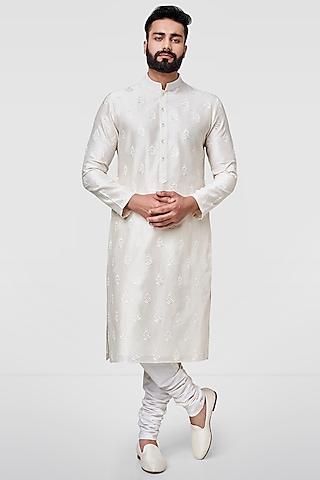 off-white embroidered kurta set